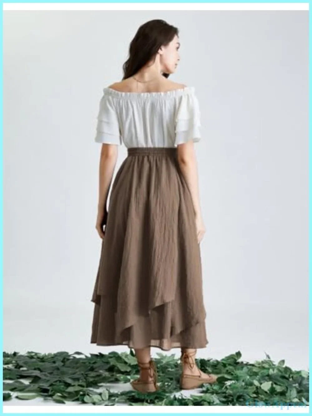 Double Layer A-Line Maxi Skirt with Pockets – Flowy Lightweight Elastic High